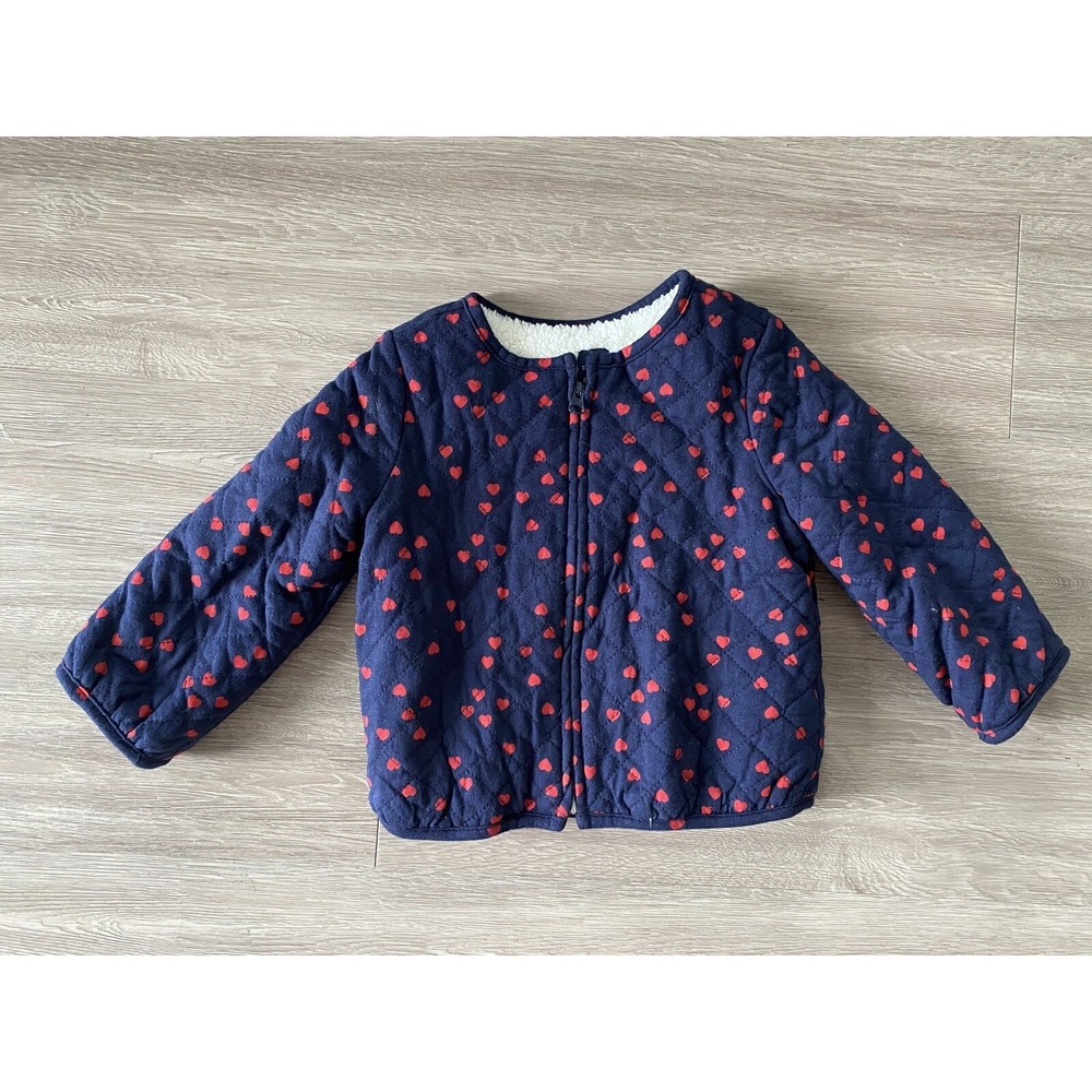 BABY GAP Kids VALENTINES Zip-up Navy Blue Jacket Coat w/ hearts - 18-24 Months